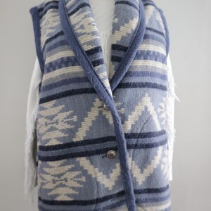 Vintage Woolrich Navajo style Wool Vest Womens WOOLRICH Long Southwest Heavy Wool Blanket Vest M Coastal Cowgirl Pendleton blanket style image 3