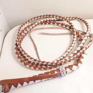 Whip long leather breaded 12 foot vintage bull whip