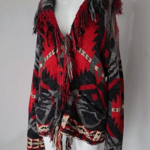 Ralph Lauren Cardigan im Western-, Südwest- und Aztekenstil, Après-Ski-Stil, Baumwolle, Rot, Weiß, Blau, Damengröße S, Vintage-Stil, Ralph Lauren, Küsten-Cowgirl-Stil