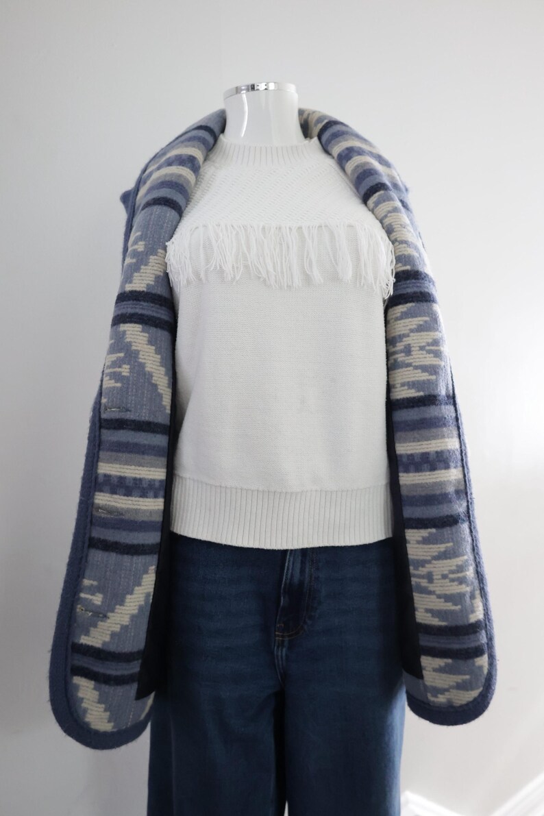 Vintage Woolrich Navajo style Wool Vest Womens WOOLRICH Long Southwest Heavy Wool Blanket Vest M Coastal Cowgirl Pendleton blanket style image 16