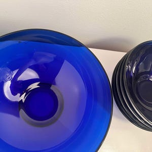 COBALT BLUE Bowls - Deep Blue Glass Serving Bowls and small bowls-Collectible Blue Dream Transparent Striking Blue Glass-Round Bowls