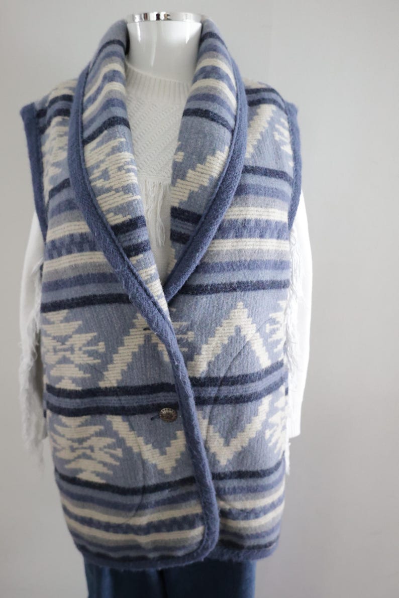 Vintage Woolrich Navajo style Wool Vest Womens WOOLRICH Long Southwest Heavy Wool Blanket Vest M Coastal Cowgirl Pendleton blanket style image 2