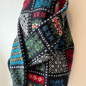 Wool patchwork knit fisherman grandpacore sweater Vintage Gap Knitwear Fall winter pullover Men Large Unisex cottage  textured knit pullover