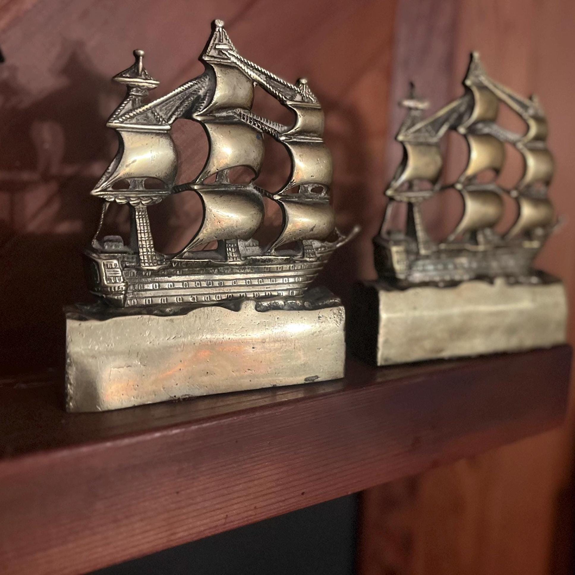Brass Bookends Brass Doorstop /set of 2 Vintage Brass Bookends Navy ...