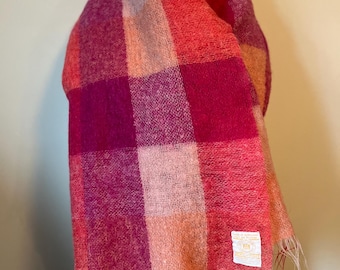 HBC Vintage Mohair cotton candy throw Mohair scarf cottage home decor Vintage Glen Cree Tartan blue vintage wool mohair fashion home decor