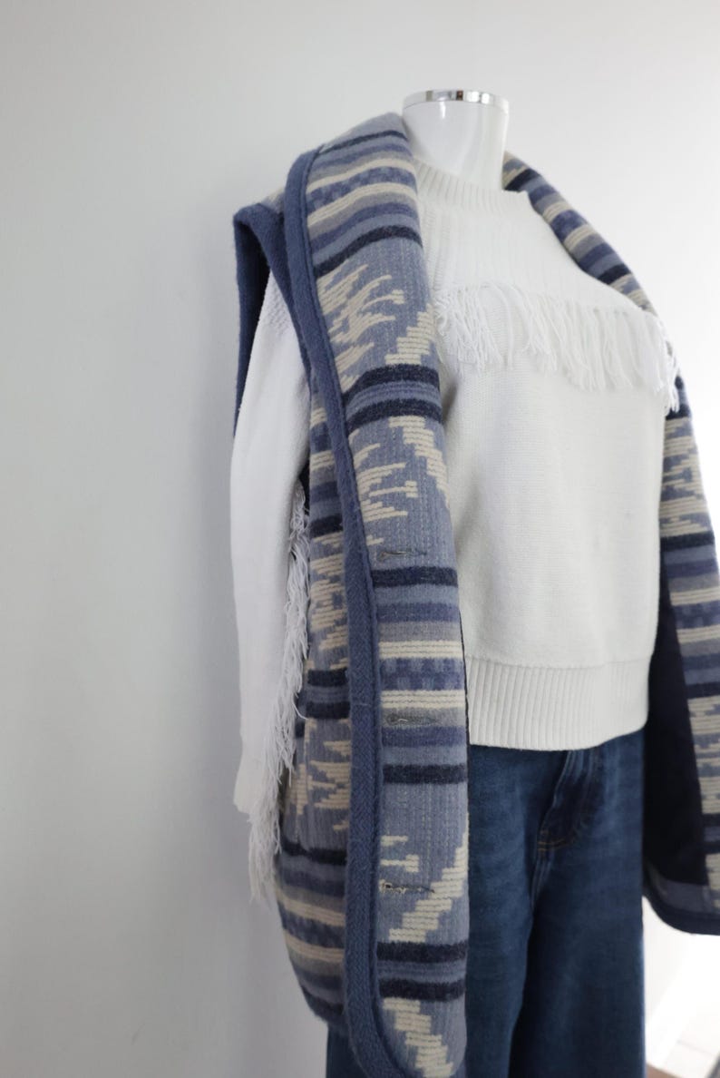 Vintage Woolrich Navajo style Wool Vest Womens WOOLRICH Long Southwest Heavy Wool Blanket Vest M Coastal Cowgirl Pendleton blanket style image 13