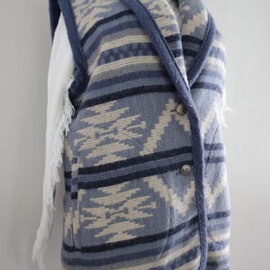 Vintage Woolrich Navajo style Wool Vest Womens WOOLRICH Long Southwest Heavy Wool Blanket Vest M Coastal Cowgirl Pendleton blanket style image 4