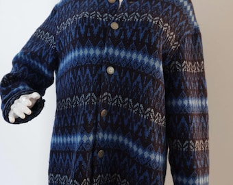 Fair isle gebreid Zweden wollen vest après-ski koningsblauw gezellig vest dubbelgebreid vintage vest warme trui Euro