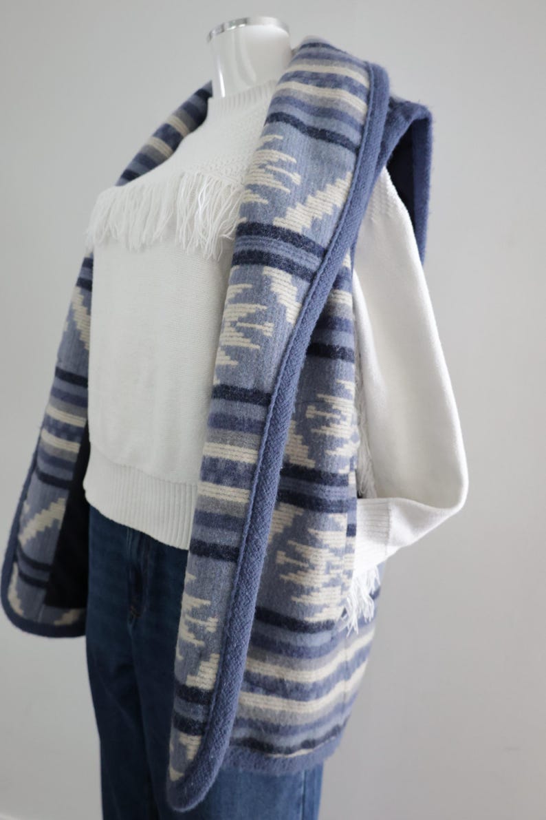 Vintage Woolrich Navajo style Wool Vest Womens WOOLRICH Long Southwest Heavy Wool Blanket Vest M Coastal Cowgirl Pendleton blanket style image 1