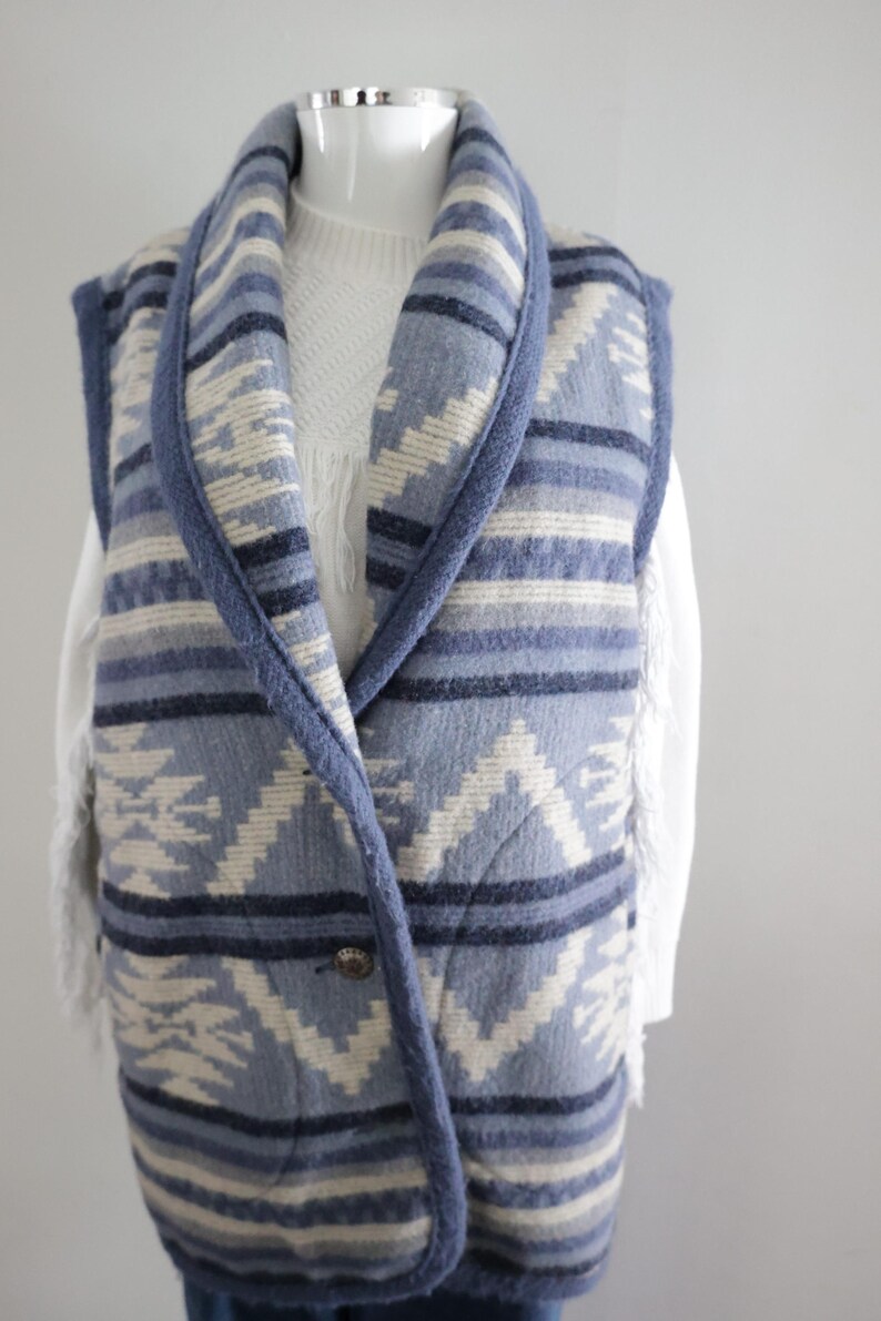 Vintage Woolrich Navajo style Wool Vest Womens WOOLRICH Long Southwest Heavy Wool Blanket Vest M Coastal Cowgirl Pendleton blanket style image 6