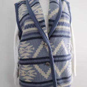 Vintage Woolrich Navajo style Wool Vest Womens WOOLRICH Long Southwest Heavy Wool Blanket Vest M Coastal Cowgirl Pendleton blanket style image 12