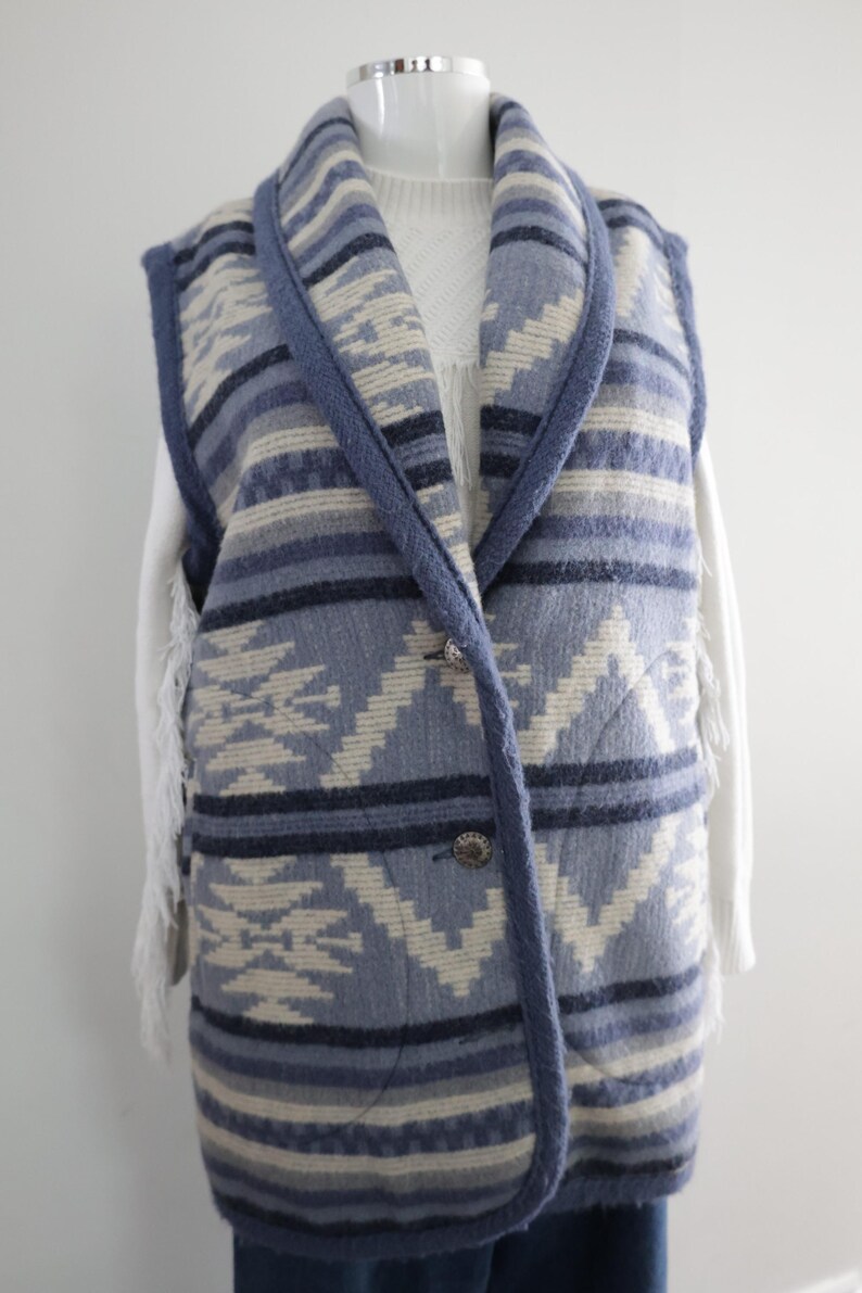 Vintage Woolrich Navajo style Wool Vest Womens WOOLRICH Long Southwest Heavy Wool Blanket Vest M Coastal Cowgirl Pendleton blanket style image 12