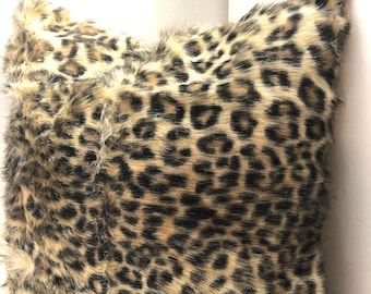 Leopard print faux fur pillow cover, Cheetah print pillow cover