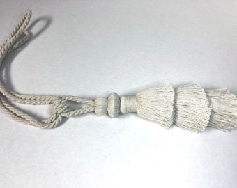 Organic Cotton Holdback, Natural Ivory Tassel, Off-White Tieback, Curtain Tie-back, Three Layers Tassel, Bohemian Decor, Farm House
