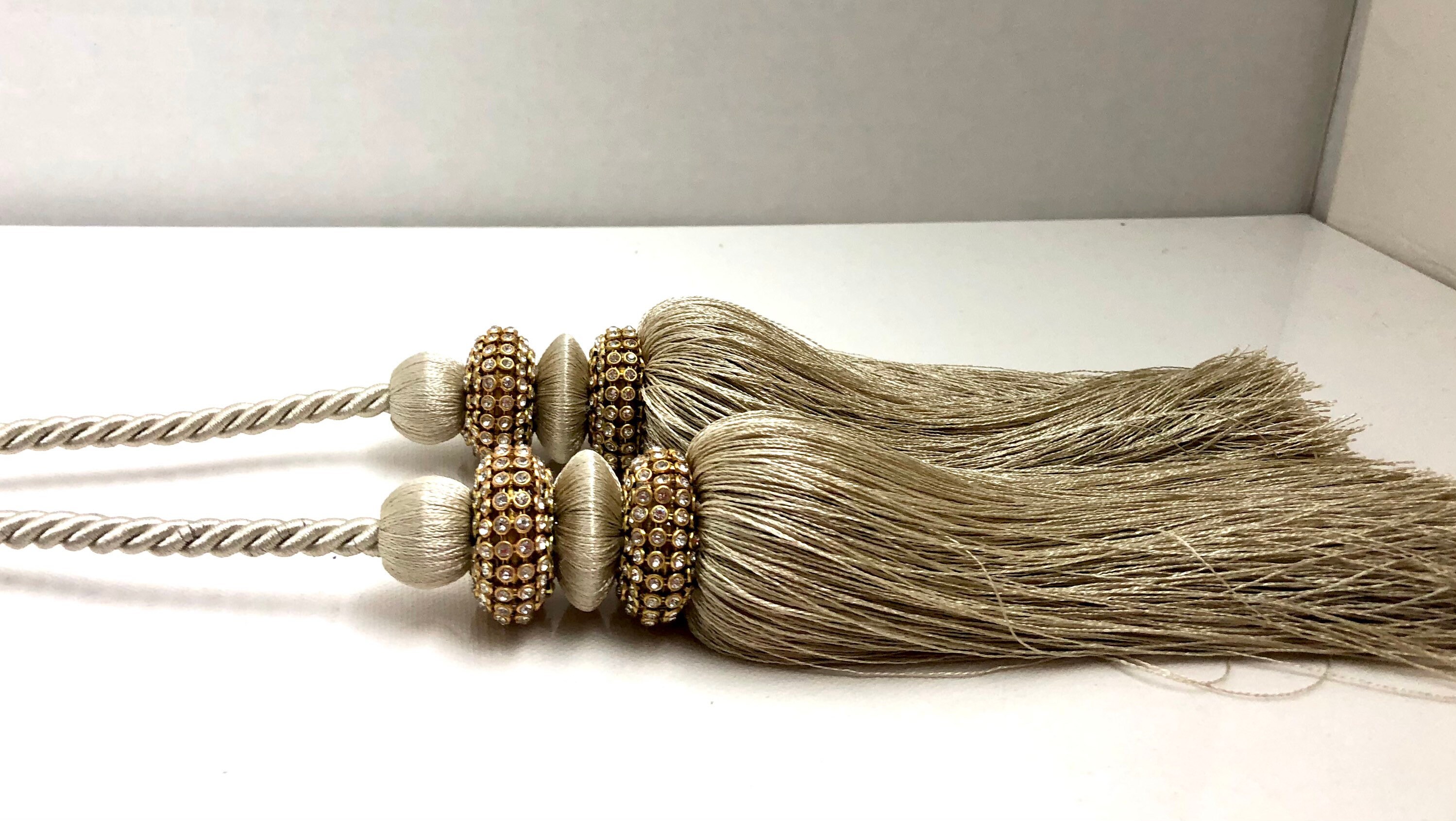 Double Tassel Ivory Tieback Luxury Victorian Hold Back Etsy