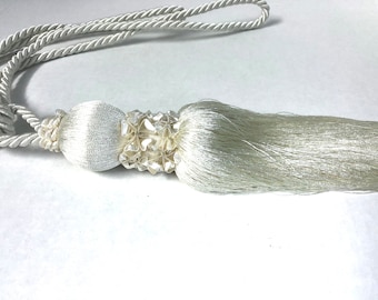 Ivory Tieback, Ivory Holdback, Single Tassel Tieback, Luxury Victorian Hold back, Curtain Tieback, Tie-back, Bridal Tassel