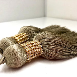 Double Tassel Ivory Tieback, Hold back, Curtain Tieback, Tie-back, Tassels