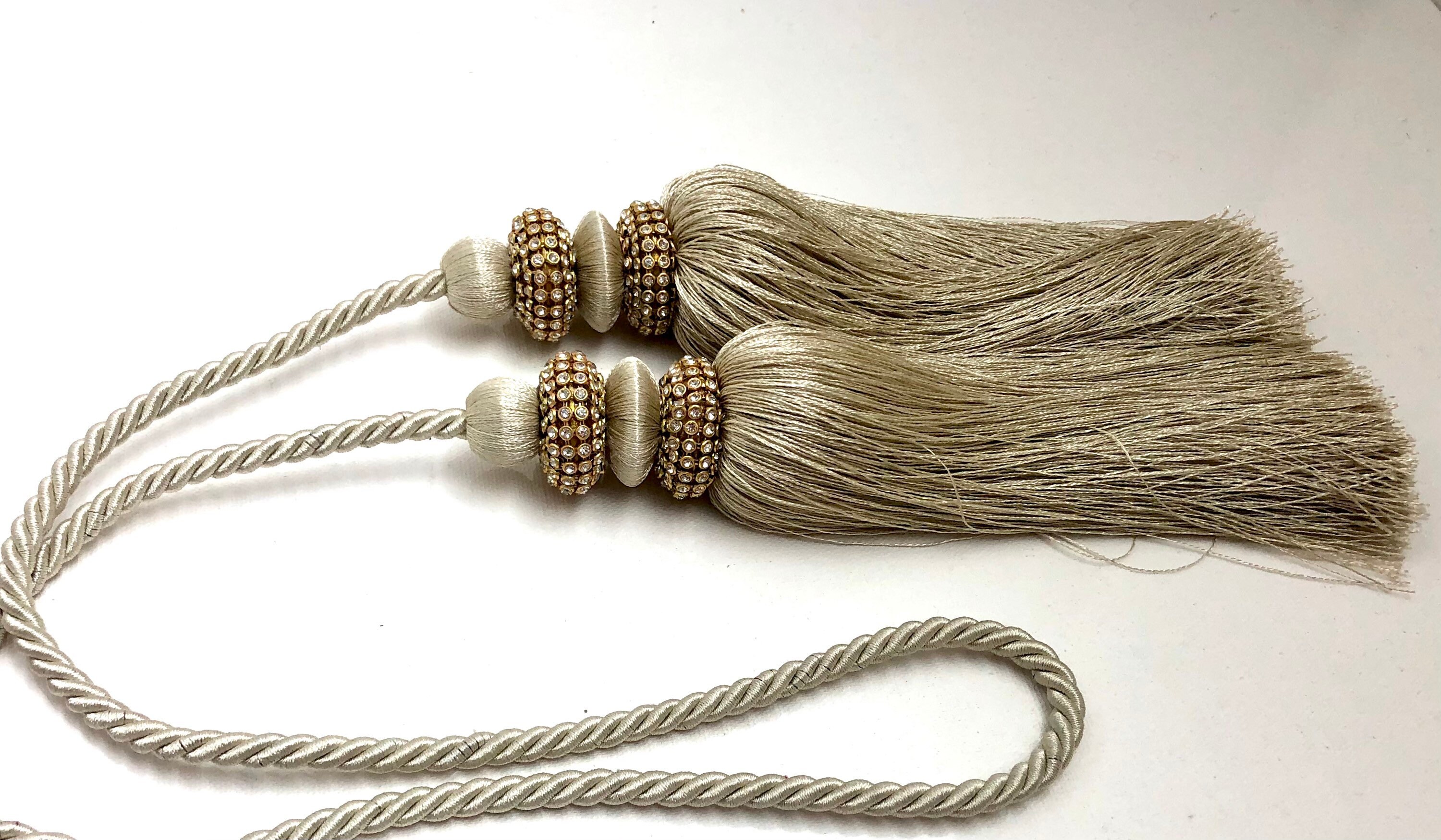 Double Tassel Ivory Tieback Luxury Victorian Hold Back Etsy