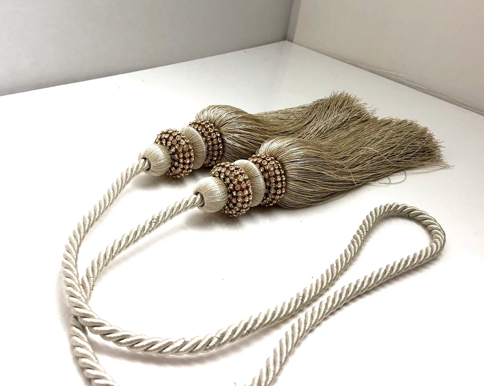 Double Tassel Ivory Tieback Luxury Victorian Hold Back Etsy