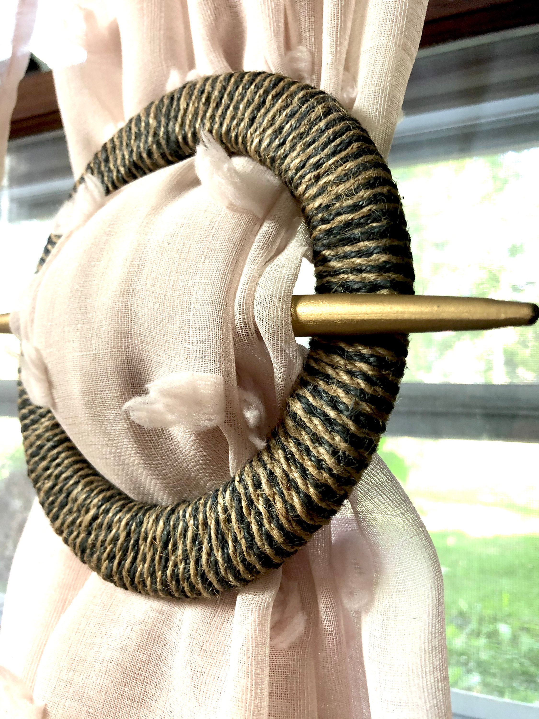 Circle Wooden Brooch Curtain Tie Backs Drapery Holdbacks Etsy