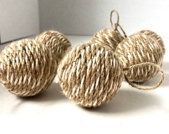 6 pcs Jute Ball Ornaments, Boho Christmas Balls, Christmas Ornaments, Rustic Ornament, Boho Ornament, Jute Ornament, Bowl filler