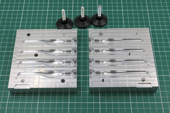 Four Cavity CNC Machined Aluminum Mold for 3 Twitching Shad Lure