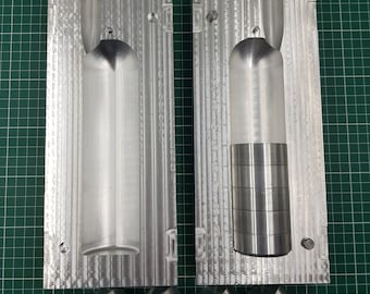 CNC machined aluminum 10lb and 12lb 2" deep drop lead fishing mold with interchangeable inserts, CNC machining services