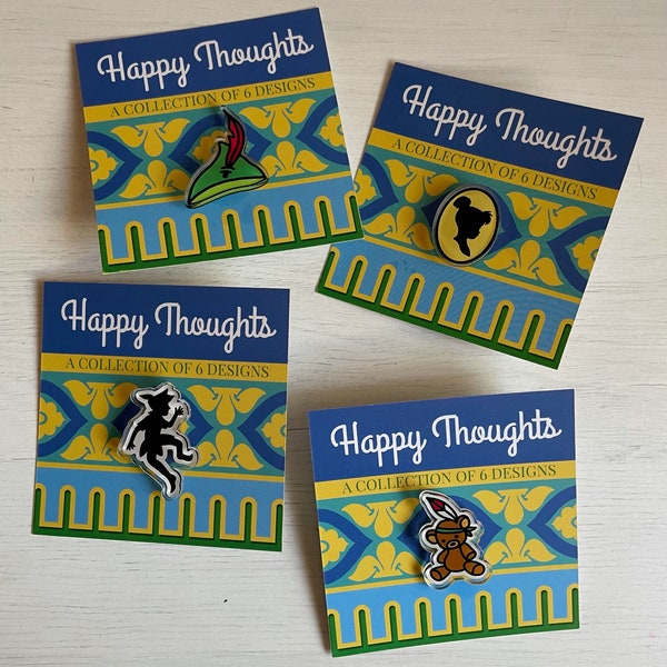 Happy Thoughts Pin Adds a Touch of Never Land Magic to Your Life Never Grow Up When You Think of the Happiest Things Your Choice of 5 Styles