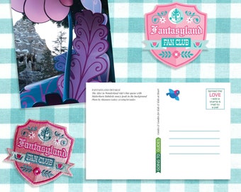 Fantasyland Patch + Sticker + Postcard Set