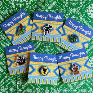 HAPPY THOUGHTS PIN Your Choice Peter Pan's Shadow, Tinkerbell Cameo, Neverland Pirate Ship, Croc, Pan's Hat or Michael Darling's Teddy Bear