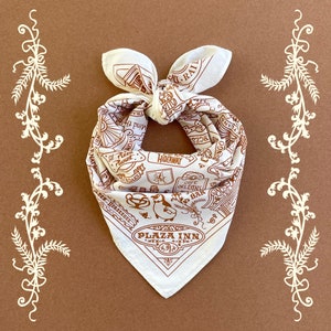 Disneyland Signs Bandana: Earth Tone Cotton Scarf, Vintage Style