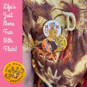 walt disney button mad tea party button and pineapple whip button with classic disneyland D
