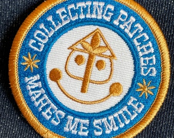 Embroidered Patch, Small World Clock, Made in USA, Iron-on Patch, Patch Collector, Happy Face