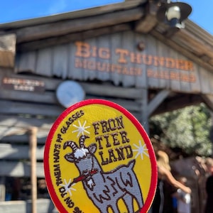 Frontierland Big Thunder Mountain Goat Patch: Embroidered Iron-On (2.75x3.25")