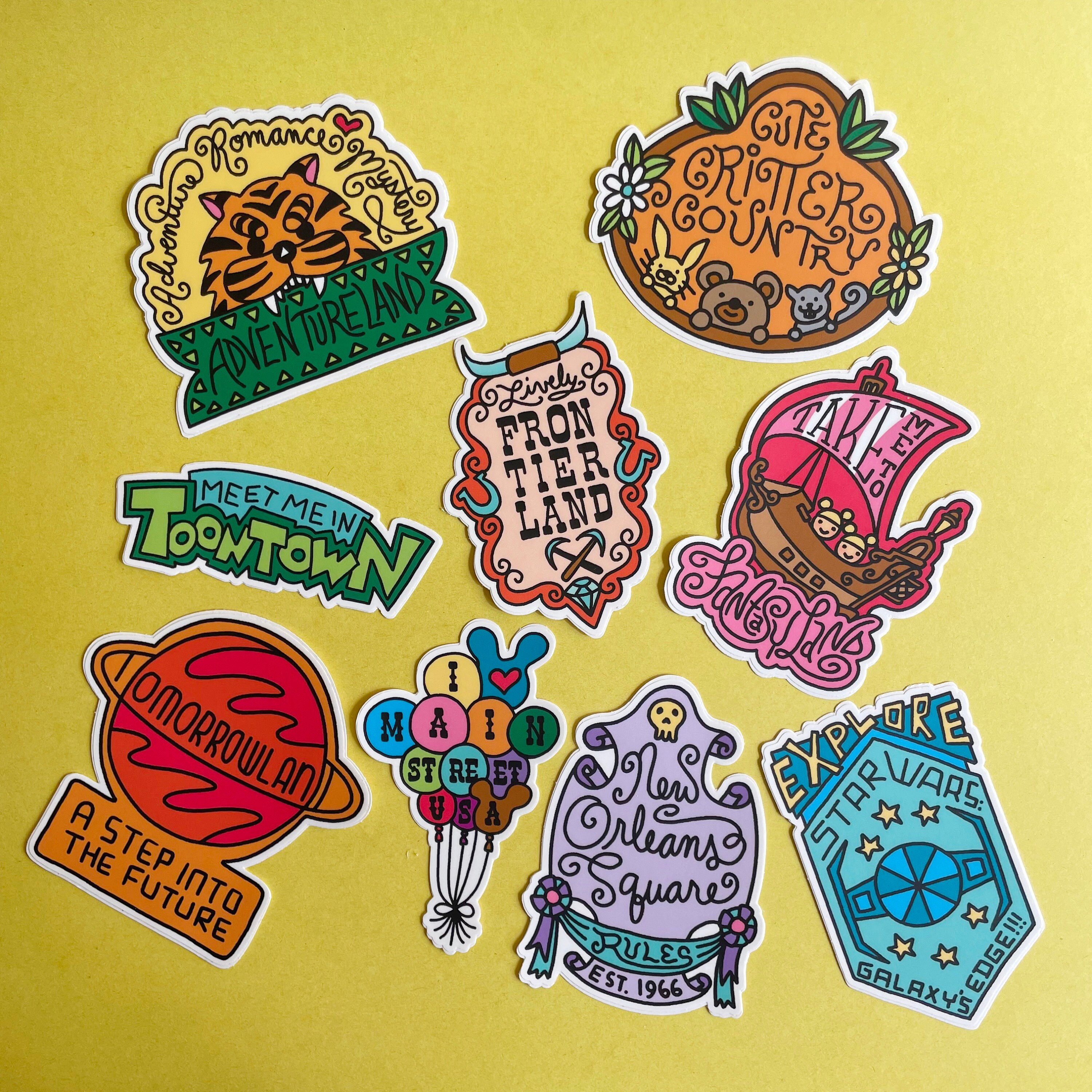 Tpl Sticker Disneyland Land Sticker Set: Adventureland, Fantasyland, Frontierland ...