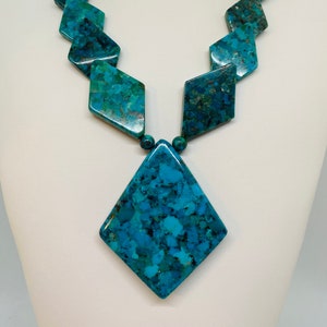 Vintage Jay King chunky Turquoise and Sterling Silver Art Deco style Necklace