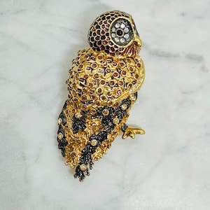 Nolan Miller Large Dazzling Rhinestone Owl Brooch