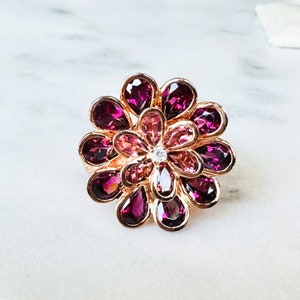 Signed 925 Sterling Silver Amethyst Rose Gold Vermeil Ring ~ Sz 8