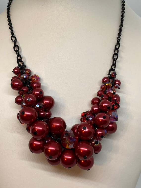 Beautiful JOAN RIVERS Red Raspberry Beaded Pearl N