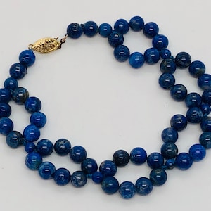 Beautiful Lapis Lazuli Beaded Bracelet ~ 14k Gold Clasp