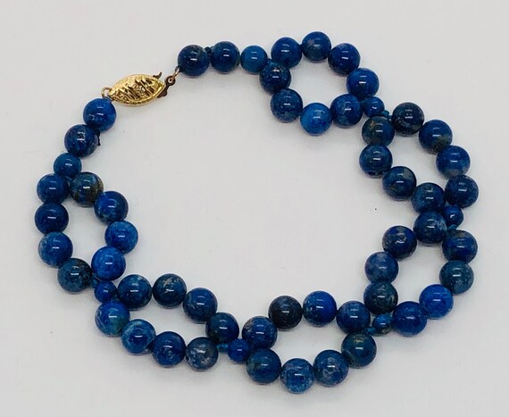 Beautiful Lapis Lazuli Beaded Bracelet ~ 14k Gold… - image 1