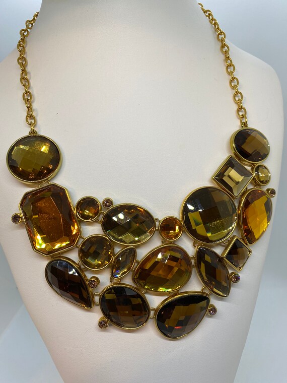 Joan Rivers Amber Faceted Chunky Bib Necklace