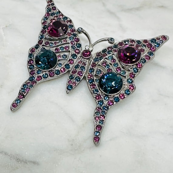 Kenneth J Lane KJL Purple & Blue Butterfly Rhines… - image 2