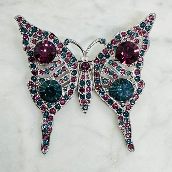 Kenneth J Lane KJL Purple & Blue Butterfly Rhines… - image 1