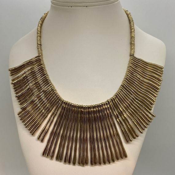 Gold Tone Erica Lyons Bib Statement Necklace - image 1