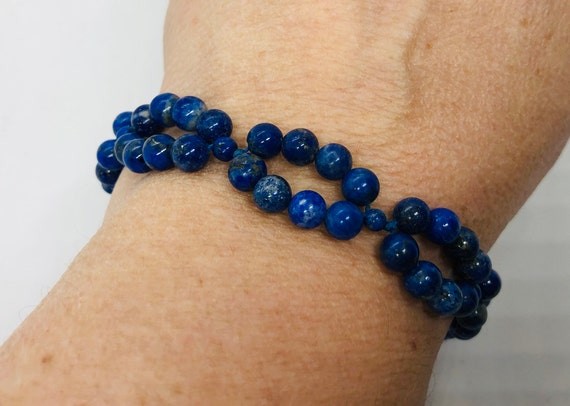 Beautiful Lapis Lazuli Beaded Bracelet ~ 14k Gold… - image 5