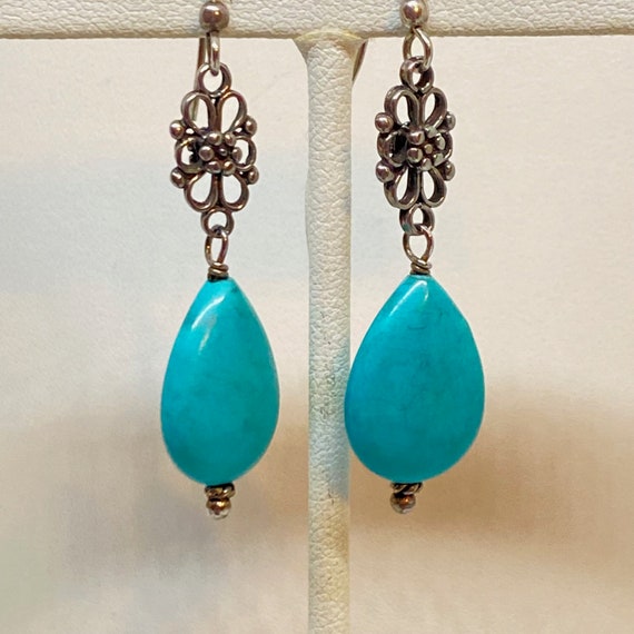 Sterling Silver & Turquoise Earrings - image 1