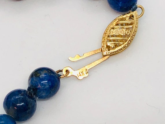 Beautiful Lapis Lazuli Beaded Bracelet ~ 14k Gold… - image 4