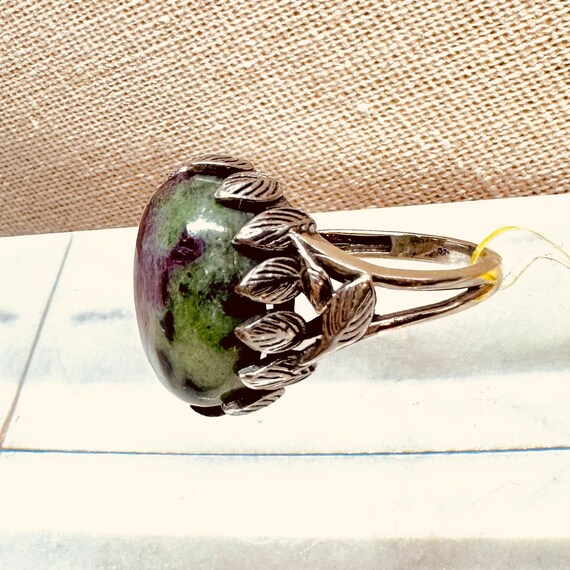 Signed 925 Sterling Silver Ruby Zoisite Ring ~ Sz… - image 3