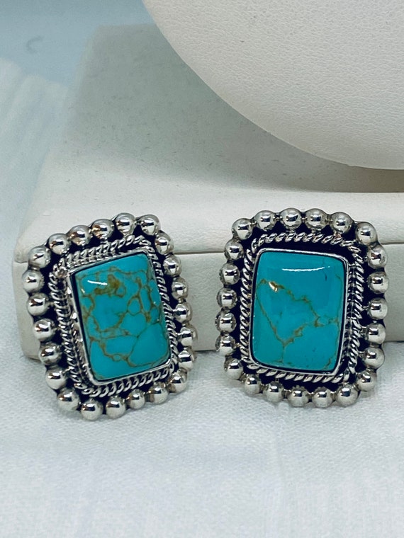 Vintage signed Heavy Sterling Silver & Turquoise … - image 2